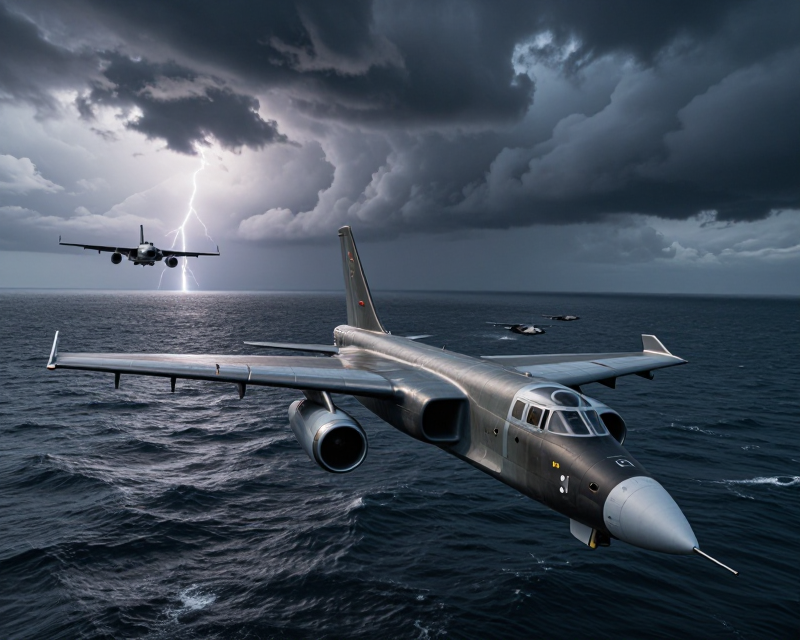 Military aircraft over sea