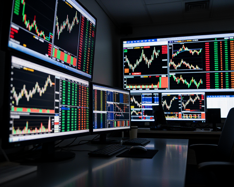Cinematic Korean Stock Market Trading Floor