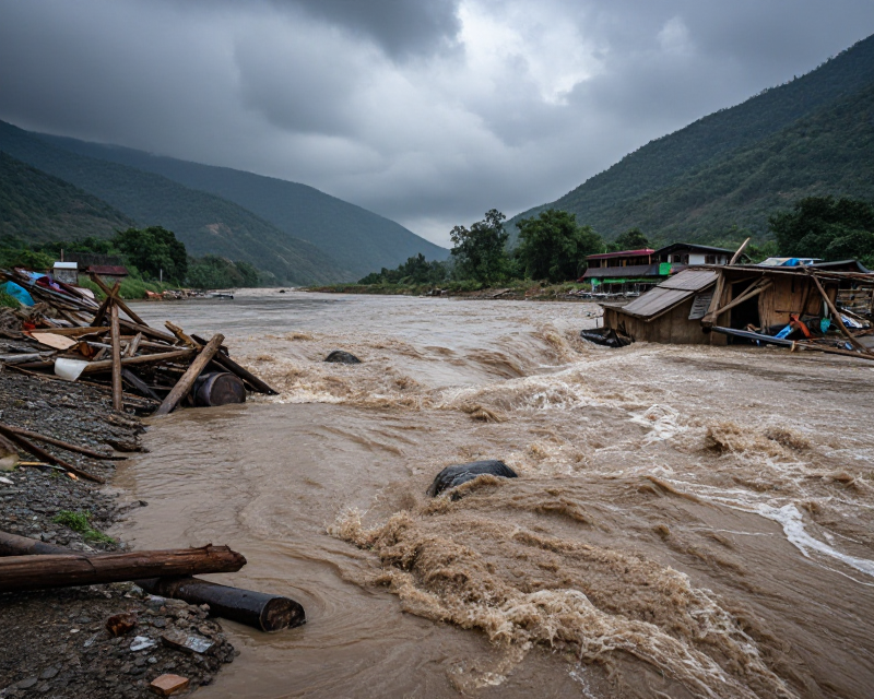 Nepal Flood Disaster Scene