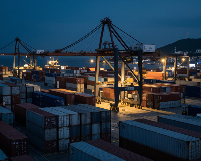 Industrial Port at Twilight